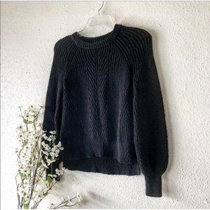 Madewell Black Balloon-Sleeve Pullover Sweater